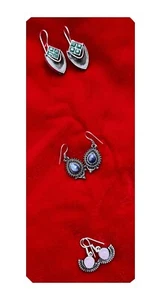 Juego de 3 Pendientes Jhumka Artificiales Pulido Negro Oxidado - Imagen 1 de 6