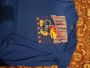 Kansas Jayhawks adidas Short Sleeve Shirt Men's Blue Used - Picture 1 of 6