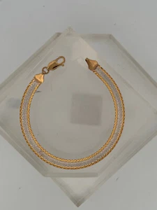 MILOR 14k Yellow White Reversible Textured Herringbone Bracelet 7-3/8" - Picture 1 of 9