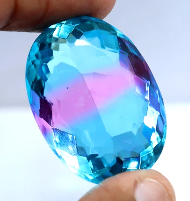 Lab-Created Tourmaline 100 Ct Brazilian Multicolor Oval Cut Loose Gemstone - Image 1 of 4