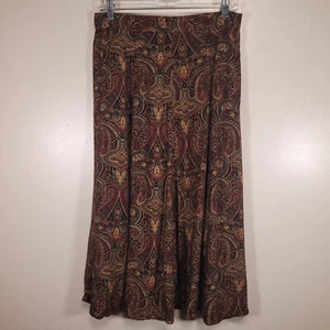 Vintage Koret Petites 12 Multicolor Paisley Midi Skirt 100% Rayon 32" x 31" - Picture 1 of 6