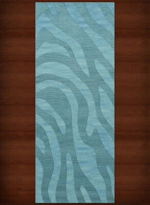 Blue Swirls Lines Stripes Transitional Area Rug Animal Print DV2 - Image 1 of 2