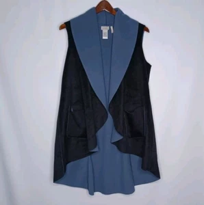 Logo Lori Goldstein Waterfall Open Front Vest Women's Size Small - Picture 1 of 3