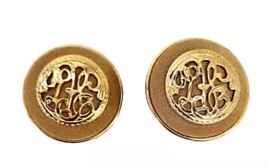 Vintage runde filigrane Kuppel Clip auf beige goldfarbene Ohrringe 1,50 Zoll breit - Bild 1 von 3