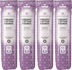 Organic Cotton Rounds, 400 Count - Makeup Remover Pads for Face, Lint-Free - Picture 1 of 12