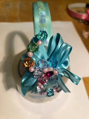 Aro de banda para el cabello con lazos de tela azul para niñas Foto 1 de 2