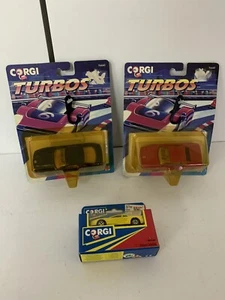 3pc Corgi Cars Turbos #94440 Ferrari 348 Red, BMW, 90190 Testarossa IN Package - Picture 1 of 9