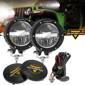 Luces de conducción LED AUXBEAM 4" trabajo niebla punto alto bajo vainas todoterreno ATV + cubierta negra - Imagen 1 de 12