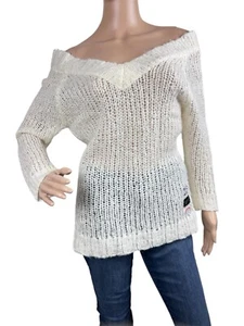 Rip Curl Coastal Slouchy Lagenlook Sheer Knit Sweater Wool Blend Women Sz L EUC! - Picture 1 of 9
