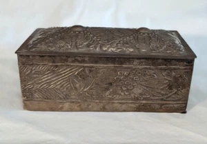 Vintage Saarreid versilbert Blumenbox m. Deckel + schwarzes Futter # 297 Indien - Bild 1 von 15
