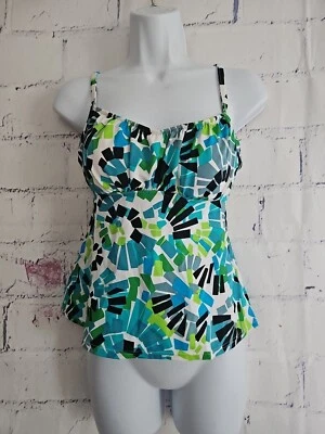 Traje de baño Caribbean Joe Tankini Top talla 10 multicolor geométrico correa ajustable Foto 1 de 4