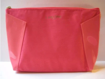 LANCOME~ Faux Suede Leather ELEGANT TRAVEL Makeup Bag ~ MELON (pink orange) ~NEW - Image 1 of 4