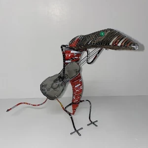 Rare! VTG Handmade Red Lizard Gecko Coca Cola Tin Can Figurine Guitar Art Metal - Picture 1 of 16