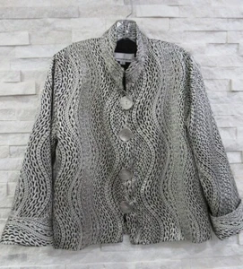 Caroline Rose Silver Gold Black Metallic Chain Jacquard Artful Buttons Jacket S - Picture 1 of 6
