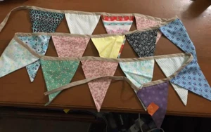 bunting flags fabric - Beige 194cm length - Picture 1 of 3