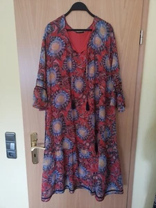 tolles neues Damen Kleid, Gr. XL/48/50, rot/gelb/blau gemustert, mit 3/4 Ärmel - Bild 1 von 2