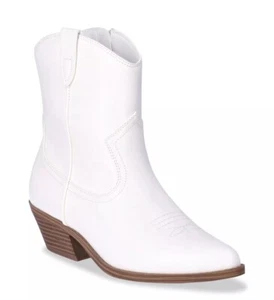 No Boundaries Women's White Cowboy Boots Inside Zip Comfort Foam Insole Size 10 - Picture 1 of 7