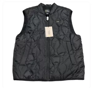 National Geographic Vest Jacket Puffer Mens Zip Pockets Black Sz L NWT - Picture 1 of 7