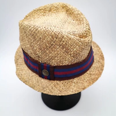 Vtg Goorin Bros Straw Fedora Sun Hat w/ Ribbon Trim Men's Sz XL Made in USA - Image 1 of 4