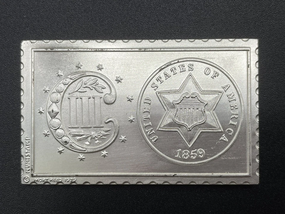 1859, USA Three Cent Silver Numistamp LOW #413, ALL MY LISTS,  1979 Mort Reed - Image 1 of 3
