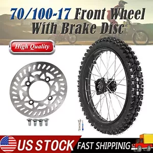 70/100-17 Front Wheel Tire Rim & Brake Disc For Pit Bike Apollo SSR 110cc 125cc - Foto 1 di 13