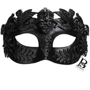 Mens Roman Warrior Venetian Costume Theatre Masquerade Ball Mask [Black] - Picture 1 of 1