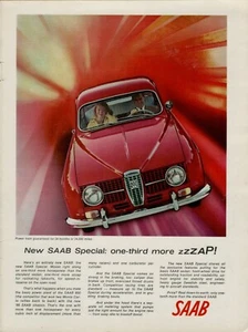 1966 SAAB Special Power Guaranteed Red Couple More Zzzap Car Vintage Print Ad - Picture 1 of 1