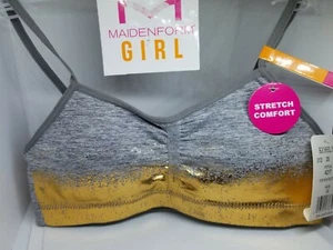  girls Maidenform little  Bra Stretch Comfort Removable Pads Silver Gold - Picture 1 of 4