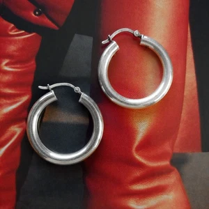 Orecchini vintage a cerchio in argento sterling da 1" marcati SE 925 - Foto 1 di 3