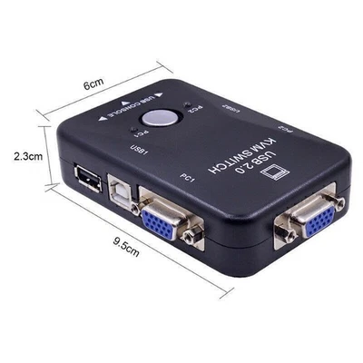 2-Port USB 2.0 KVM Switch Box Switcher Selector For Mouse Keyboard Monitor - Image 1 of 4