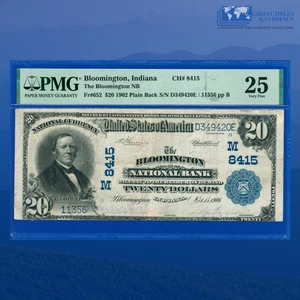 1902 PB $20 The BLOOMINGTON National Bank , IN, Charter #8415, PMG 25 - Picture 1 of 3