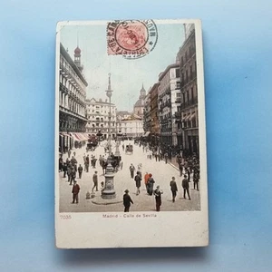 Madrid Postkarte 1910 Spanien Calla de Sevilla belebte Straßenszene - Bild 1 von 2