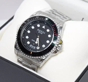 New - Gucci Dive XL Black Dial Stainless Steel Men's Watch YA136208-45MM - Picture 1 of 8