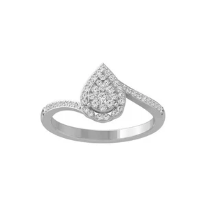 10K White Gold 0.25Ct Natural Diamond Composite Ring Size 7 for Women 1.93gm - Picture 1 of 8