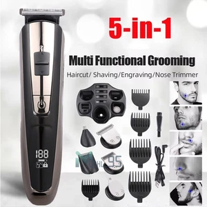 Men's Grooming Kit 5in1 Cordless Beard Trimmer Hair Clippers for Men Electric US - Picture 1 of 19