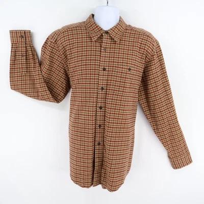 L.L. Bean Flannel Button Up Shirt Mens XL Orange Plaid 100% Cotton Long Sleeve - Image 1 of 4
