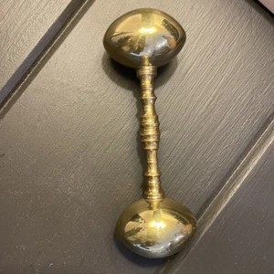 Vintage Brass Beautiful Baby Rattle- Gold Color- Paper Weight-heavy - Picture 1 of 9