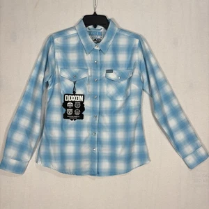 Dixxon Bel Air Flanellhemd Damen MED Classics neu definiert blau weiß Perlen Druckknopf - Bild 1 von 14