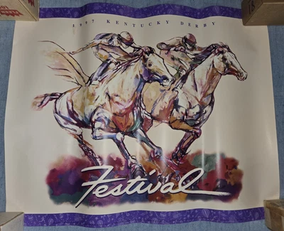 *RARO* Cartel del Festival Derby de Kentucky 1997 24 x 30 carreras de caballos, Churchill Downs Foto 1 de 4