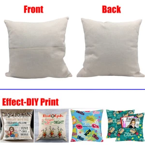 Blank Sublimation Pillow Case 16" x 16" Heat Transfer Linen Pocket Cushion Cover - Picture 1 of 12