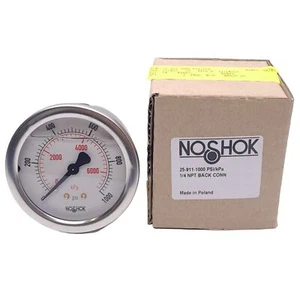 NOSHOK 25-911-1000-PSI/kPa Pressure Gauge, 1000psi/kPa, 1/4in NPT, ø2.5in - Picture 1 of 7