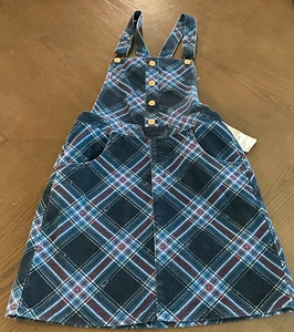 Levis Kids Girls XL Little Denim Corduroy Skirtall Medieval Blue Plaid Patriotic - Picture 1 of 7