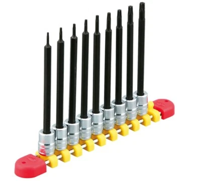 KTC 1/4" LONG T-TYPE TORX BIT SOCKET 9 SIZE SET (T6～T30) TBT2L09T MADE IN JAPAN - Image 1 of 3