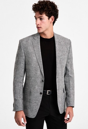 $295 NUOVO MICHAEL KORS uomo 38R grigio 100% lino blazer sportivo giacca tuta