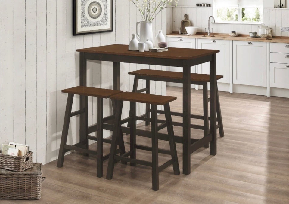 Juego de 4 piezas de altura de mostrador Connie castaño y marrón oscuro Foto 1 de 4