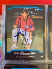LUIS BOLIVAR AUTOGRAPHED SIGNED 2004 BOWMAN CARD REDS COA