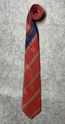 Corbata Valentino Para Hombre Azul Granate Rayas 100% Seda Hecha en Italia De Colección Preppy Foto 1 de 4