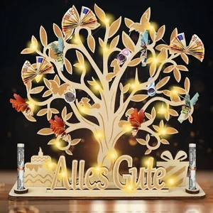 Led Geldgeschenke Verpackung Holz Lebensbaum Geschenke Hochzeit Geburtstag - Bild 1 von 11