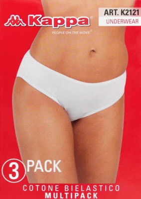 6 SLIP DONNA KAPPA ART. K2121 IN COTONE BIELASTICO A VITA BASSA CUCITURE PIATTE