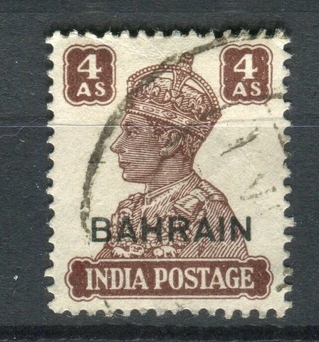 Bahrain KGVI 1942-45 4a brown SG47 fine used Cover